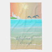 ビーチをテーマパーソナライズされたにしたキッチンタオル キッチンタオル (縦)