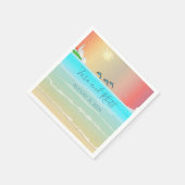 ビーチをテーマパーソナライズされたにした結婚紙ナプキンス スタンダードカクテルナプキン (角)