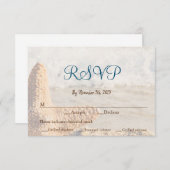 ビーチをテーマ結婚にした 出欠カード (正面/裏面)