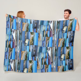 ビーチを写真のコラージュで フリースブランケット