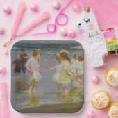 ビーチを歩く子供たち（E.H.ポットサスト） ペーパープレート (パーティー)