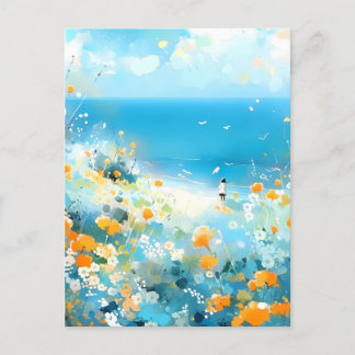 ビーチを歩く ポストカード
