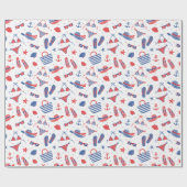 ビーチアイテムの赤い青（白） ラッピングペーパー (フラット)