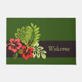 ビーチアイランドサマートロピカルハイビスカスフラワーリーフ ドアマット (正面)
