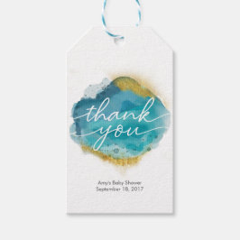 ビーチアクアとゴールドありがとうタグ好意タグ ギフトタグ