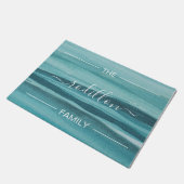 ビーチアクアウォーターカラースクリプトファミリ名  ドアマット (アングル)