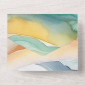 ビーチアクアグリーン海クリームサンド結婚ズ オールインワン招待状 (裏面)