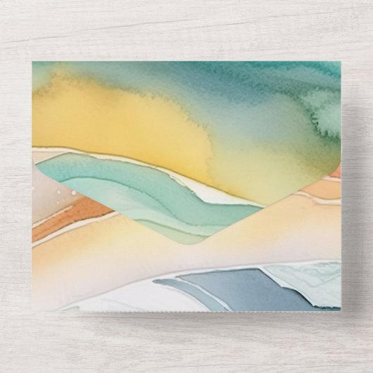 ビーチアクアグリーン海クリームサンド結婚ズ オールインワン招待状 (裏面)