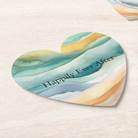 ビーチアクアグリーン海クリームサンド結婚ズ ペーパーコースター (アングル)