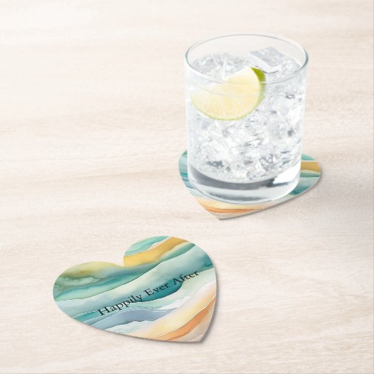 ビーチアクアグリーン海クリームサンド結婚ズ ペーパーコースター (インサイチュ)