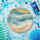 ビーチアクアグリーン海クリームサンド結婚ズ ペーパープレート (パーティー)