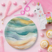 ビーチアクアグリーン海クリームサンド結婚ズ ペーパープレート (パーティー)