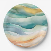 ビーチアクアグリーン海クリームサンド結婚ズ ペーパープレート (正面)