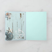 ビーチアクアブルーの貝殻ウェディングサンクス サンキューカード (内部)