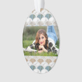 ビーチアクアブルーホワイトマーブルパステルマーメイドはかりで測 オーナメント (正面)