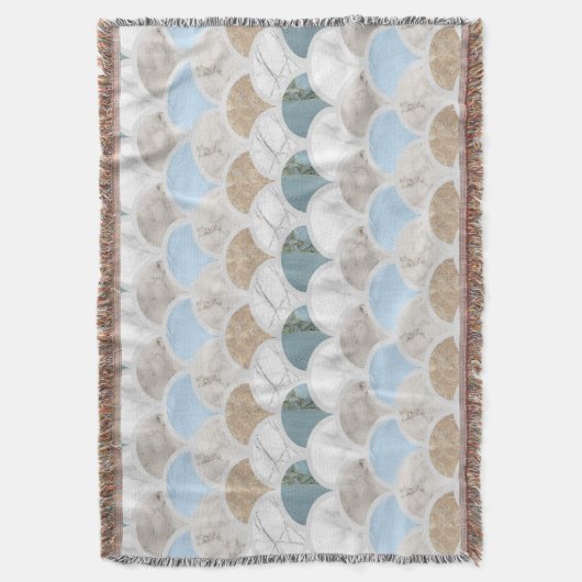 ビーチアクアブルーホワイトマーブルパステルマーメイドはかりで測 スローブランケット (正面縦)