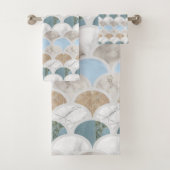 ビーチアクアブルーホワイトマーブルパステルマーメイドはかりで測 バスタオルセット (インサイチュ)