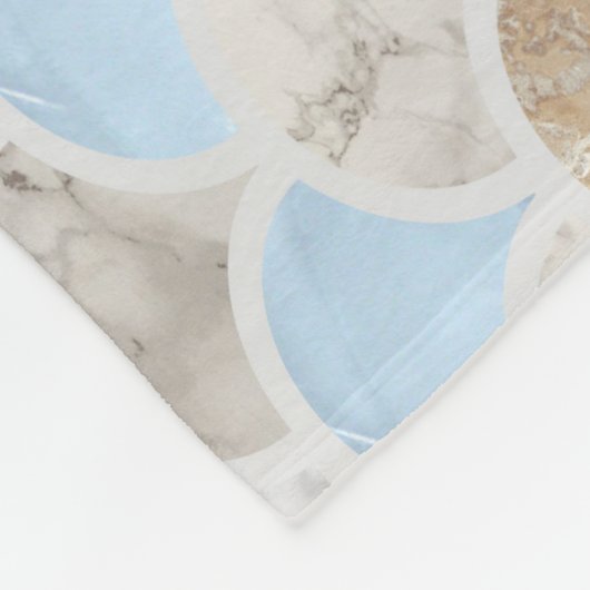 ビーチアクアブルーホワイトマーブルパステルマーメイドはかりで測 フリースブランケット (角)