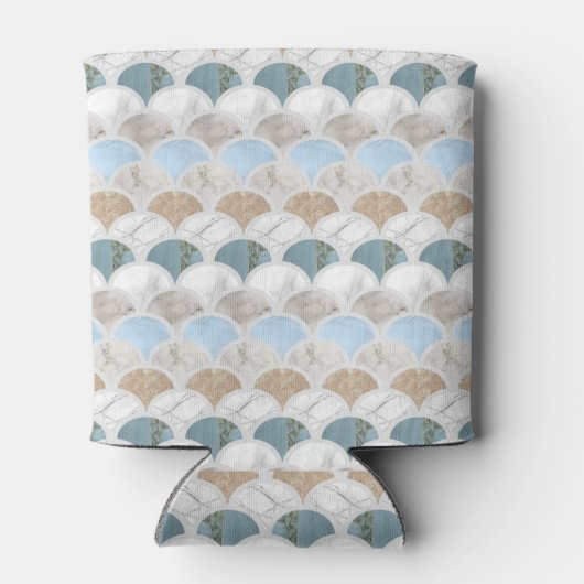 ビーチアクアブルーホワイトマーブルパステルマーメイドはかりで測 缶クーラー (裏面)