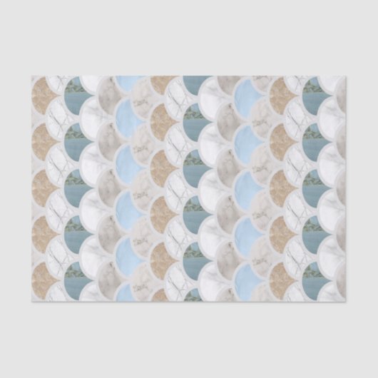 ビーチアクアブルーホワイトマーブルパステルマーメイドはかりで測 薄葉紙 (正面)