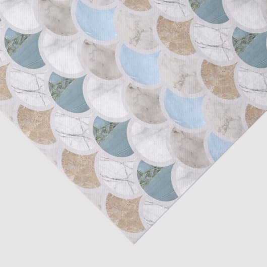 ビーチアクアブルーホワイトマーブルパステルマーメイドはかりで測 薄葉紙 (詳細)