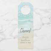 ビーチアクアブルー結婚コースタルライト ボトルネックタグ (正面)