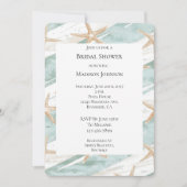 ビーチアクアミントスターフィッシュストライプス ブライズシャワー 招待状 (正面)