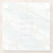 ビーチアクアミントスターフィッシュストライプズ結婚ズ ガラスコースター (裏面)