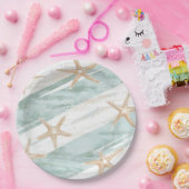 ビーチアクアミントスターフィッシュストライプズ結婚ズ ペーパープレート (パーティー)