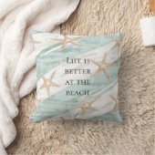 ビーチアクアミントスターフィッシュストライプズ クッション (ブランケット)