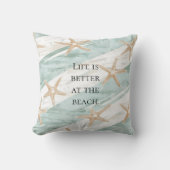 ビーチアクアミントスターフィッシュストライプズ クッション (正面)