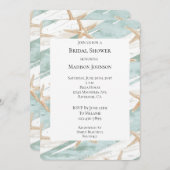 ビーチアクアミントスターフィッシュストライプブライダルシャワー 招待状 (正面/裏面)