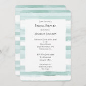 ビーチアクアミントストライプブライダルシャワー 招待状 (正面/裏面)