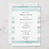 ビーチアクアミントストライプブライダルシャワー 招待状 (正面)