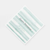 ビーチアクアミントストライプ誕生日 スタンダードランチョンナプキン (角)