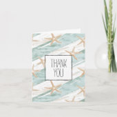ビーチアクアミントヒトデストライプィッシュありがとう カード (正面)