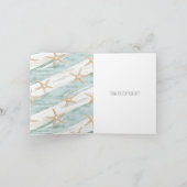 ビーチアクアミントヒトデストライプィッシュありがとう カード (内部)