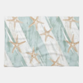 ビーチアクアミントヒトデストライプス キッチンタオル (横)