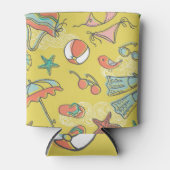 ビーチアクセサリー：夏のシームレスパターン。 缶クーラー (正面)