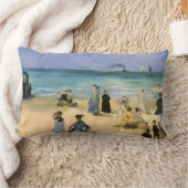 ビーチアットブーローンバイエドワードマネ，ヴィンテージアート ランバークッション (ブランケット)