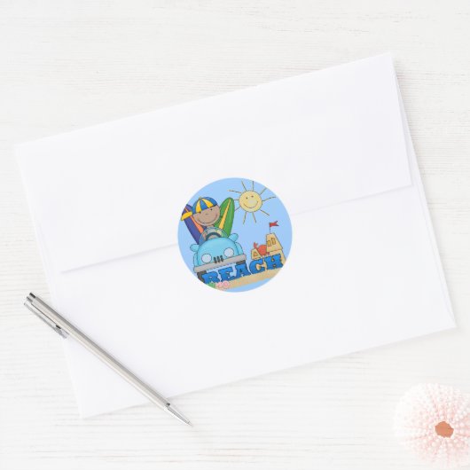 ビーチアフリカ系アメリカ人Tシャツとギフト ラウンドシール (封筒)