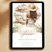 ビーチアフロブライダルシャワーパステルウォーターカラー 招待状