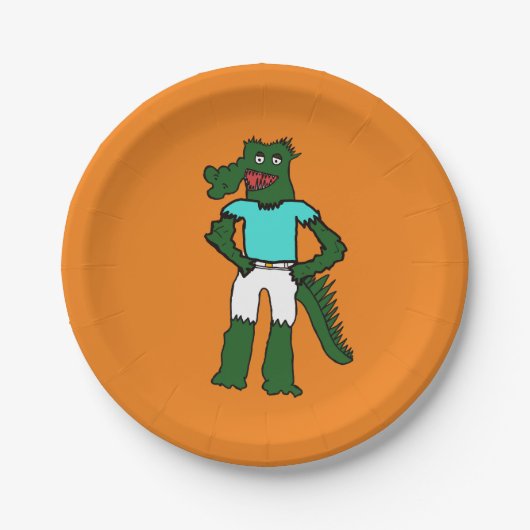 ビーチアリゲーター誕生日 ペーパープレート (正面)