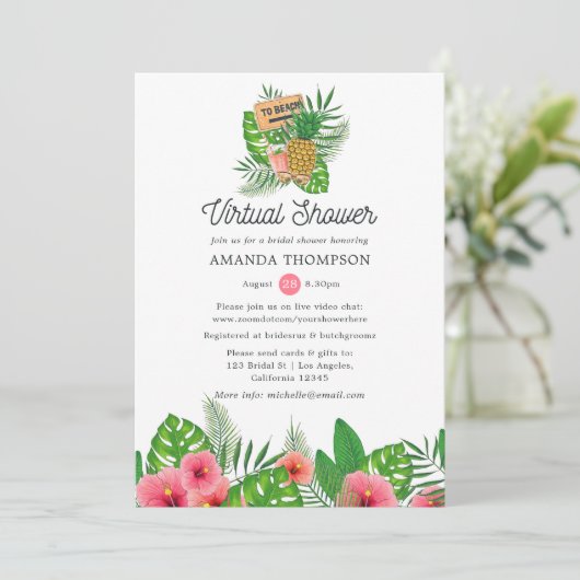 ビーチアロハルアウ（ハワイ式宴会）仮想ブライダルシャワー 招待状 (スタンド正面)