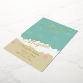 ビーチアンパサンド日付の保存 箔招待状 (回転した状態)