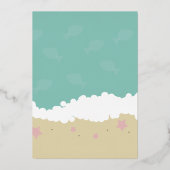 ビーチアンパサンド日付の保存 箔招待状 (裏面)