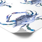 ビーチアートウォーターカラー沿岸ブルーカニ模様 ポスター (角)