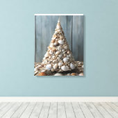 ビーチアートシーシェルズコースタルクリスマスツリーデコール キャンバスプリント (インサイチュ (ウッドフロア))