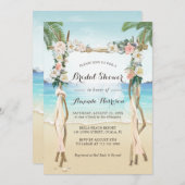 ビーチアーバーアーチフローラトロピカルブライダルシャワー 招待状 (正面/裏面)
