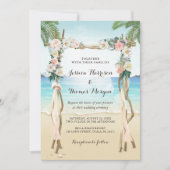 ビーチアーバーウッドアーチフローラトロピカル結婚ズ 招待状 (正面)
